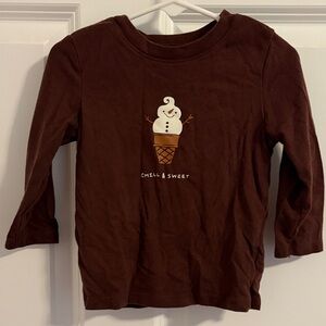 Cat & Jack Brown Long Sleeve Tee with Ice Cream Graphic